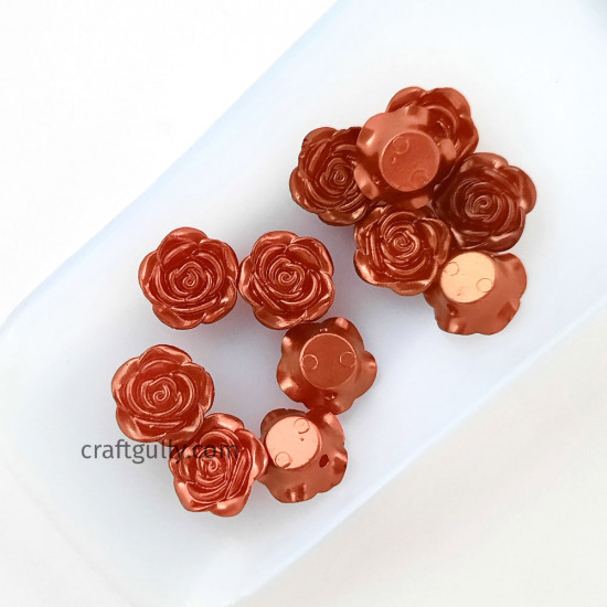 Acrylic Beads 14mm - Flower #11 Rose - Copper - 30 Beads