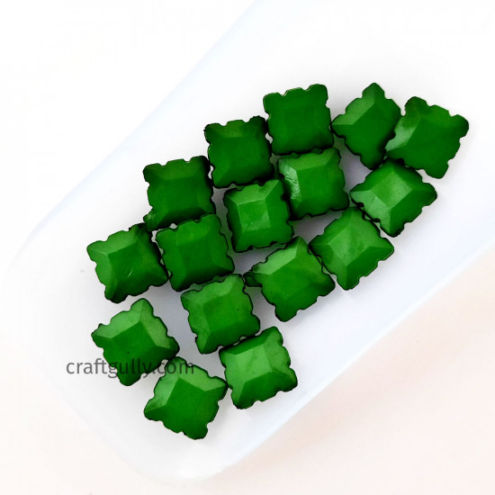 Acrylic Beads 14mm - Rhombus Dark Green - 40 Beads