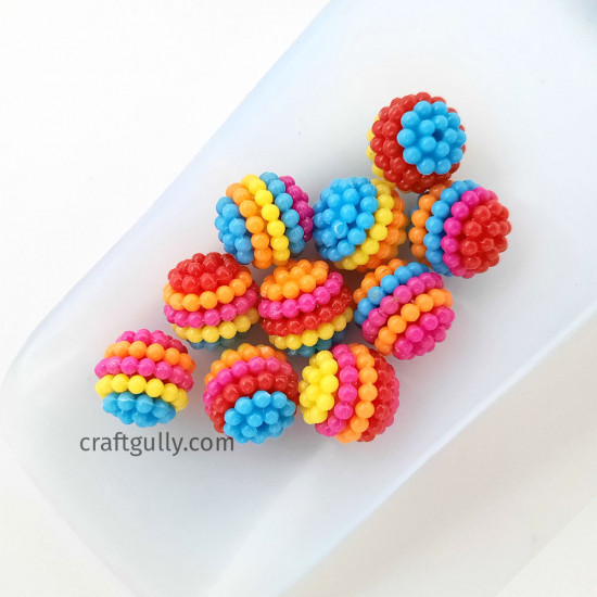 Acrylic Beads 13mm - Round Design #21 - Multi - 20 Beads