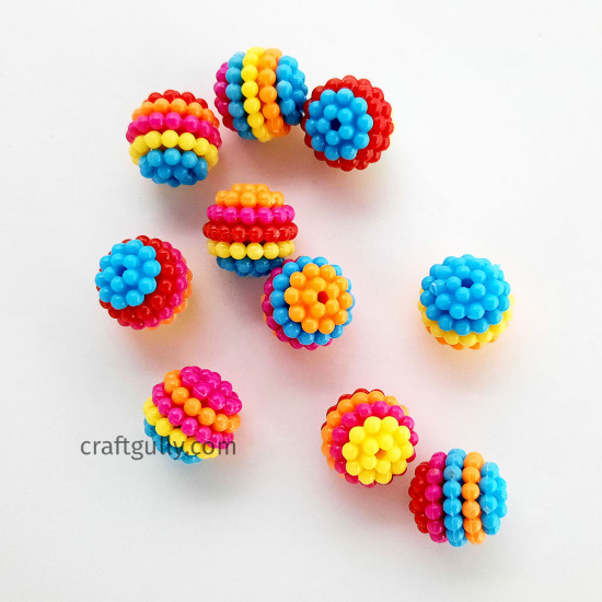 Acrylic Beads 13mm - Round Design #21 - Multi - 20 Beads