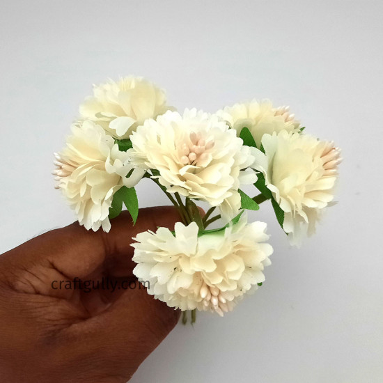 Fabric Flowers #6 - 45mm White - 6 Flowers