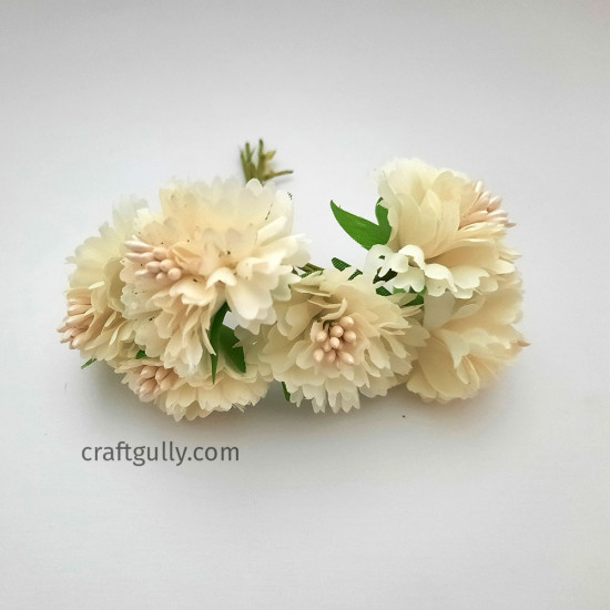 Fabric Flowers #6 - 45mm White - 6 Flowers
