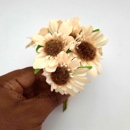 Fabric Flowers #8 - 50mm Cream - 6 Flowers