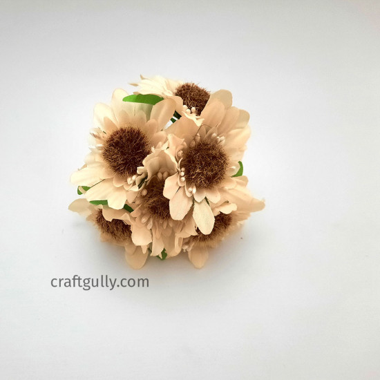 Fabric Flowers #8 - 50mm Cream - 6 Flowers