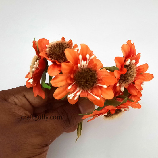 Fabric Flowers #9 - 50mm Orange - 6 Flowers