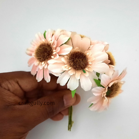 Fabric Flowers #10 - 50mm Shaded Baby Pink - 6 Flowers