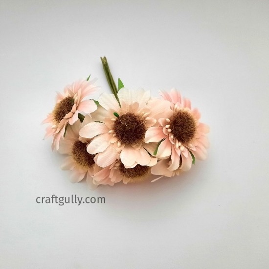 Fabric Flowers #10 - 50mm Shaded Baby Pink - 6 Flowers
