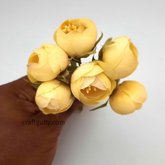 Fabric Flowers #16 - 28mm Yellow - 6 Flowers Fabric Flowers #16 - 28mm Yellow - 6 Flowers