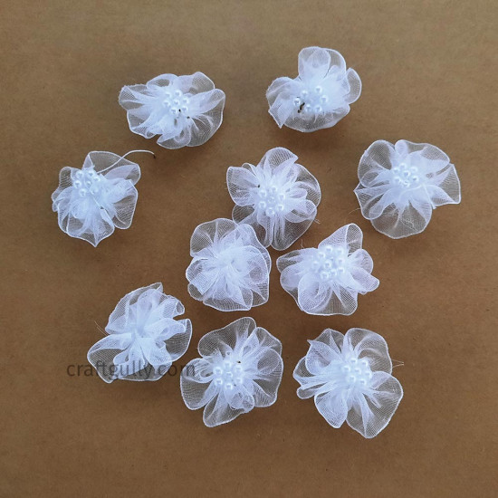 Fabric Flowers #13 - 31mm White - 10 Flowers