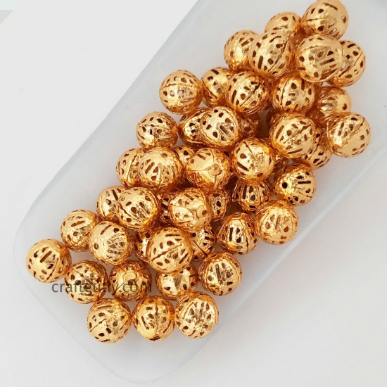 Metal Beads 10mm - Round Golden Finish - Pack of 50