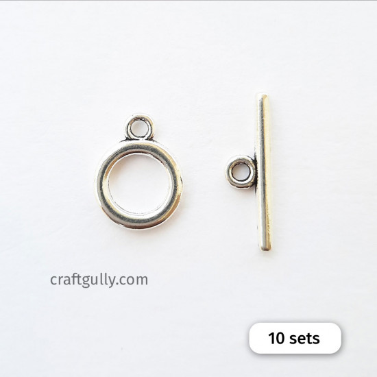Toggle Clasps #1 - Silver Finish - 10 Sets
