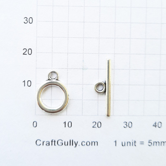 Toggle Clasps #1 - Silver Finish - 10 Sets