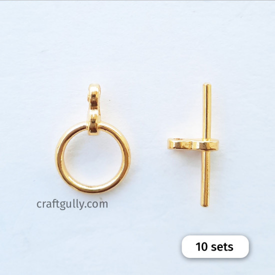 Toggle Clasps #3 - Golden Finish - 10 Sets