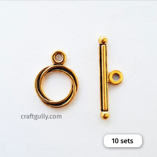 Toggle Clasps #5 - Golden Finish - 10 Sets