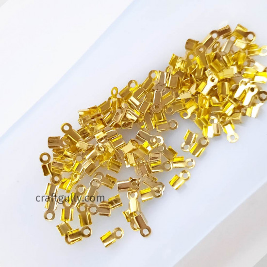 Crimp Ends 6mm - Fold Over With Loop - Golden Finish - 5gms / 160pcs