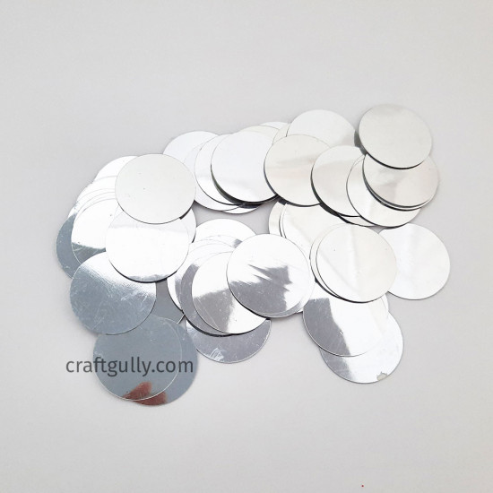 Sequins 25mm - Round Flat #11 - Silver - 10gms