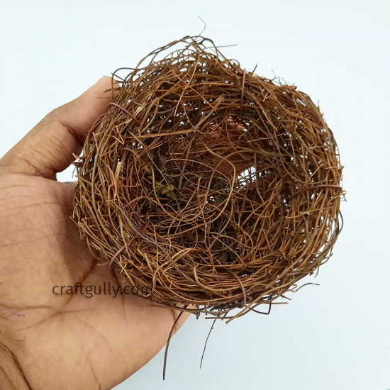 Artificial Bird Nest 4inches - Round Brown - Pack of 1