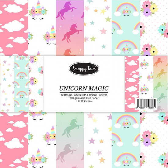 Pattern Papers 12x12 - Unicorn Magic - Pack of 12