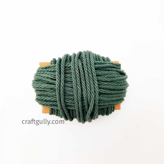 Cotton Macrame Cords 4mm Twisted - Dark Green - 20 meters