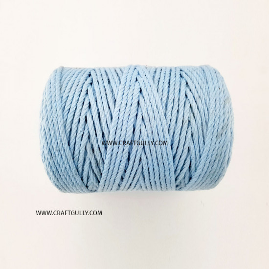 Cotton Macrame Cords 4mm Twisted - Ice Blue - 20 meters