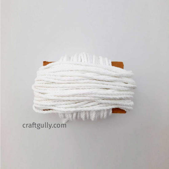 Cotton Macrame Cords 4mm Twisted - White - 20 meters