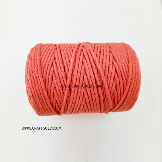 Cotton Macrame Cords 4mm Twisted - Salmon Pink - 20 meters