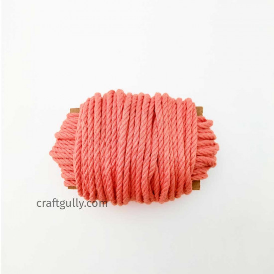 Cotton Macrame Cords 4mm Twisted - Salmon Pink - 20 meters