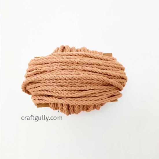 Cotton Macrame Cords 4mm Twisted - Sepia - 20 meters