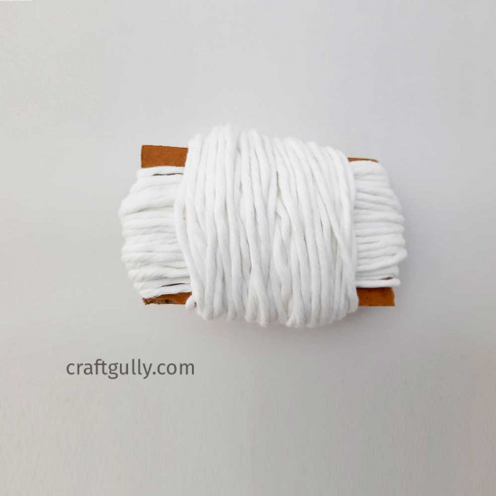 Cotton Macrame Cords 3mm Single Strand - White - 20 meters