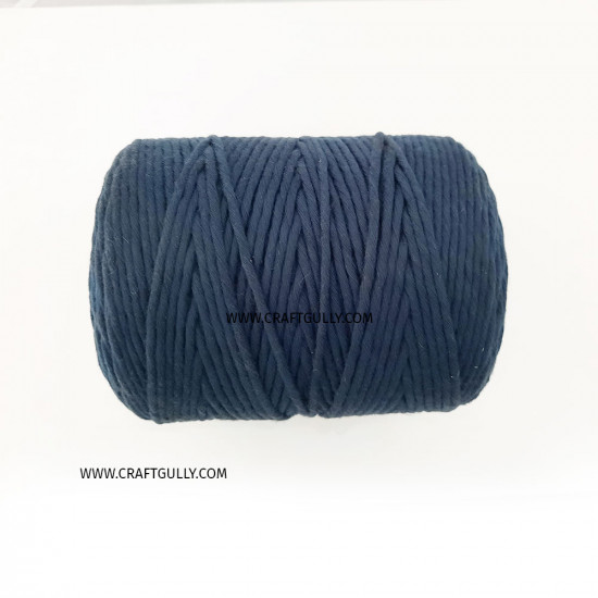 Cotton Macrame Cords 3mm Single Strand - Midnight Blue - 20 meters