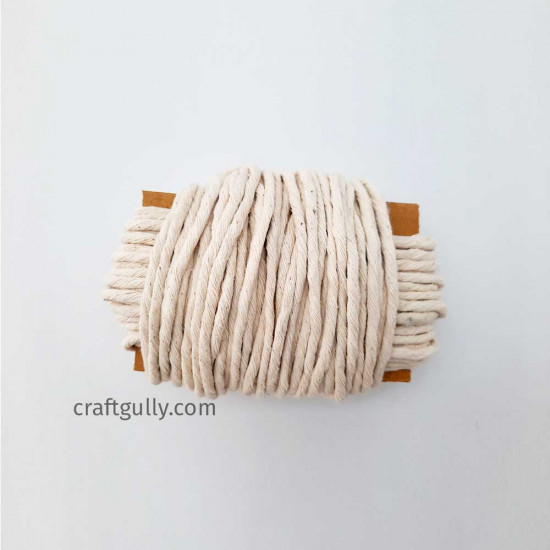 Cotton Macrame Cords 3mm Single Strand - Natural - 20 meters
