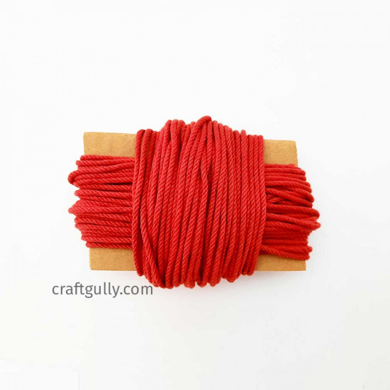 Cotton Macrame Cords 2mm Twisted - Red #2 - 20 meters