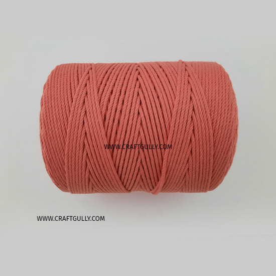 Cotton Macrame Cords 2mm Twisted - Salmon Pink - 20 meters