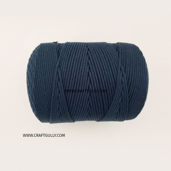 Cotton Macrame Cords 2mm Twisted - Midnight Blue - 20 meters