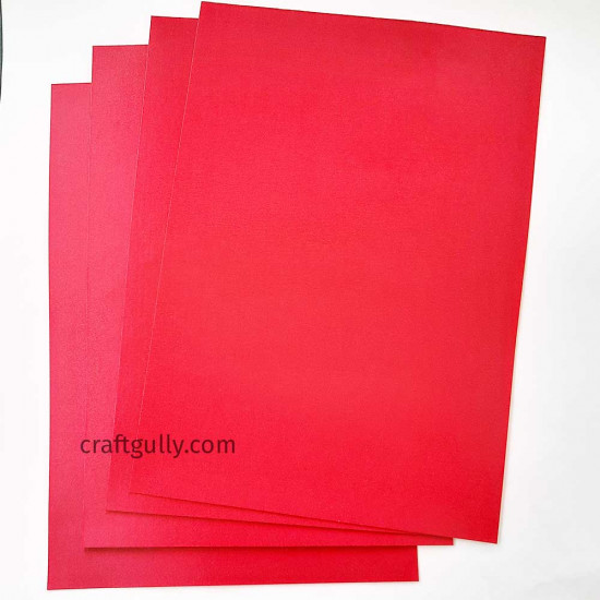 Satin Coated Paper A4 - Red - Pack of 4