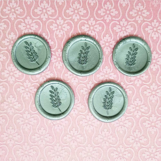 Wax Seals #2 - 32mm Leaves - Silver - 5 Seals