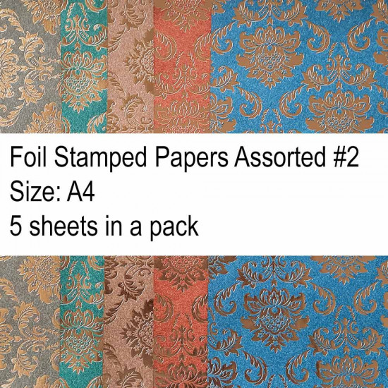 Foil Stamped Papers A4 - Assorted #2 - Pack of 5