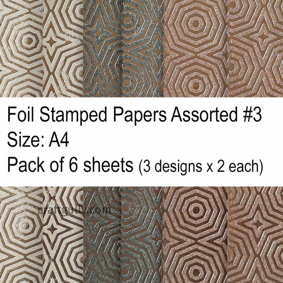 Foil Stamped Papers A4 - Assorted #3 - Pack of 6