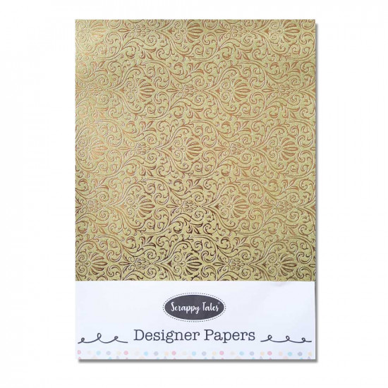 Foil Stamped Papers A4 Design #2 - Pista Green & Golden - 4 Sheets