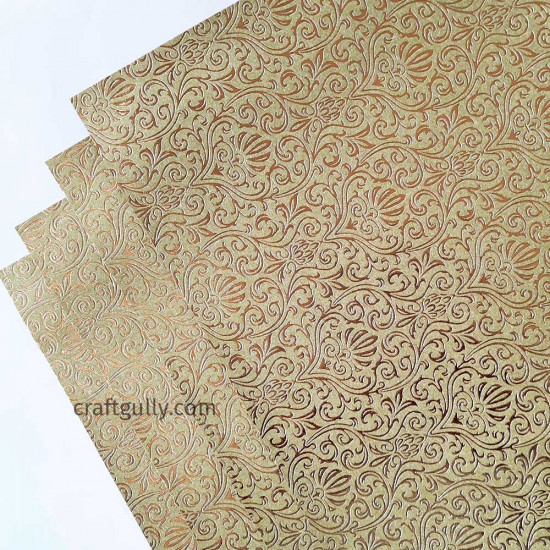 Foil Stamped Papers A4 Design #2 - Pista Green & Golden - 4 Sheets