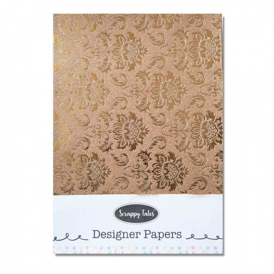 Foil Stamped Papers A4 Design #8 - Brown & Golden - 4 Sheets