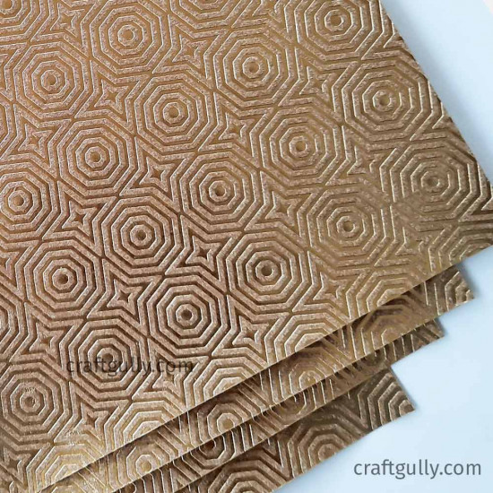 Foil Stamped Papers A4 Design #11 - Brown & Golden - 4 Sheets