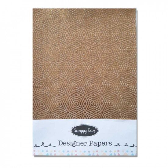Foil Stamped Papers A4 Design #11 - Brown & Golden - 4 Sheets