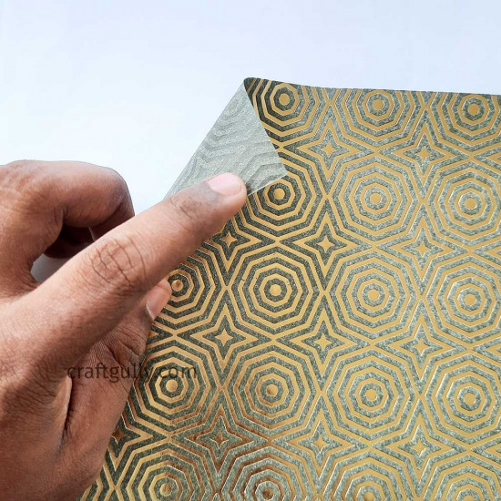 Foil Stamped Papers A4 Design #12 - Dark Green & Golden - 4 Sheets