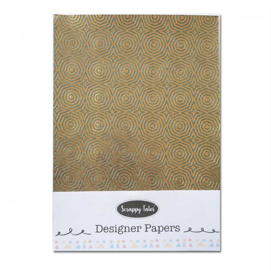 Foil Stamped Papers A4 Design #12 - Dark Green & Golden - 4 Sheets