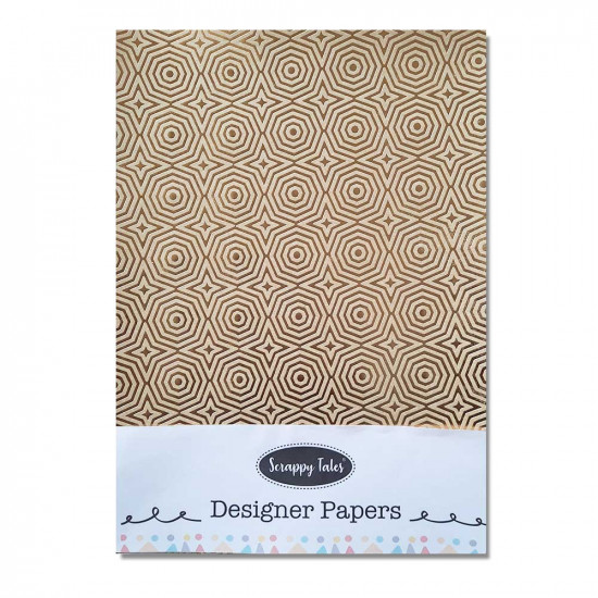 Foil Stamped Papers A4 Design #13 - Cream & Golden - 4 Sheets