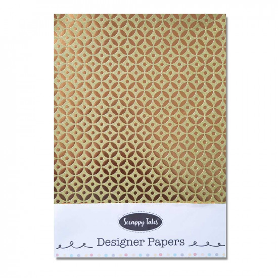 Foil Stamped Papers A4 Design #14 - Pista Green & Golden - 4 Sheets