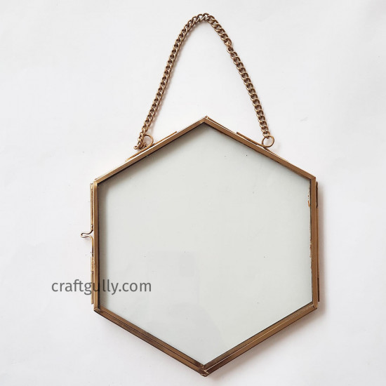 Floating Frames #1 - 7inches Hexagonal Golden Finish - 1 Frame