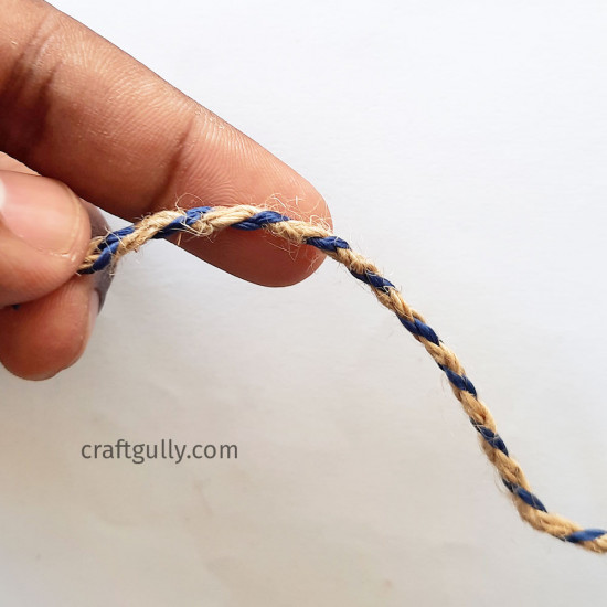 Jute String #3 - 3mm Natural & Blue - 3 Meters