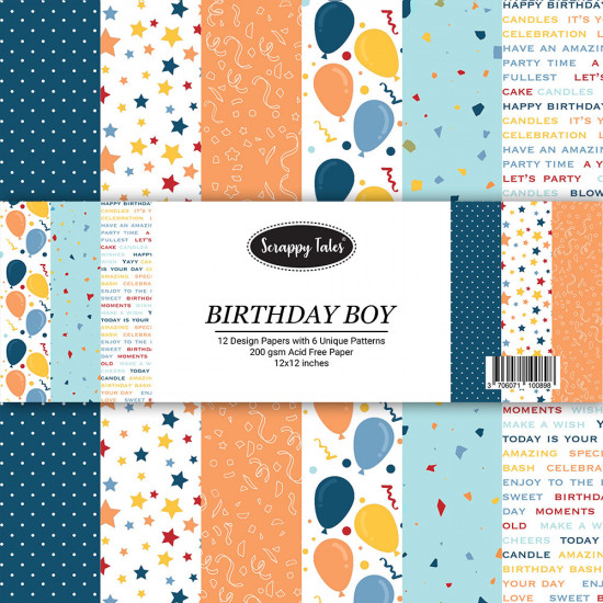 Pattern Papers 12x12 - Birthday Boy - Pack of 12